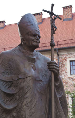 Statue of John Paul II in Krakow, Poland.の写真素材