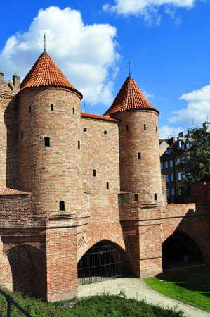 The Barbican, medieval fortification in the city of Warsaw, Poland.の写真素材