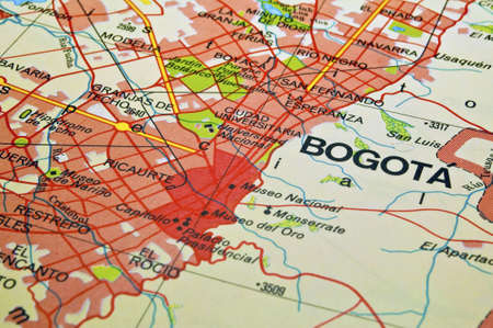 Road map of Bogota City and surrounding areas, Colombia.の写真素材