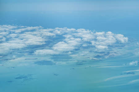 The Bahamas: aerial view of clouds and blue sea.の写真素材