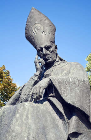 Statue of Cardinal Stefan Wyszynski, Warsaw, Poland.の写真素材