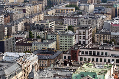 Aerial view of downtown Warsaw, Poland.の写真素材