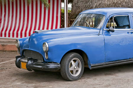 Vintage car shows signs of aging near Havana, Cuba.の写真素材