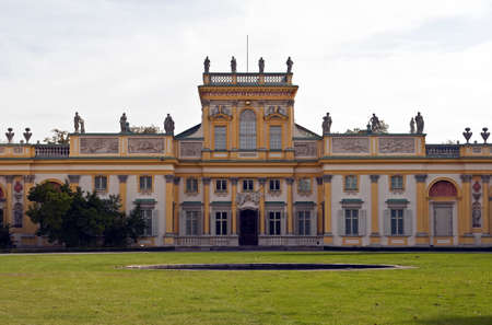 Front view of a Royal Palace in Wilanow, Warsaw, Poland.のeditorial素材