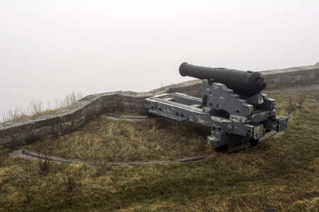 Cannon in the fog, Queen's Battery, Saint John's, Newfoundland, Canada.の写真素材