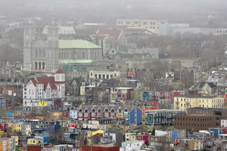 Panoramic view of Saint John's in fog. Newfoundland, Canada.の写真素材