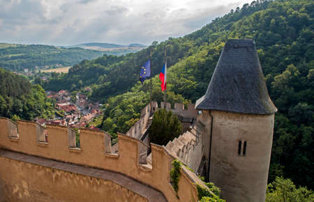 Karlstejn castle in Central Bohemia, Czech Republic のeditorial素材