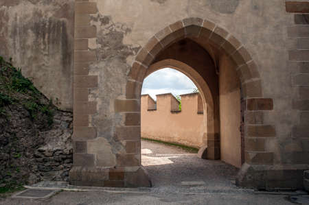 Entrance door of a medieval castle in Europe のeditorial素材