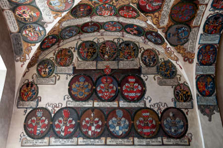 Display of medieval coats of arms, Prague Castle のeditorial素材