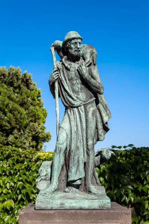 Statue of the Good Sheperd in Prague, Czech Republic の写真素材