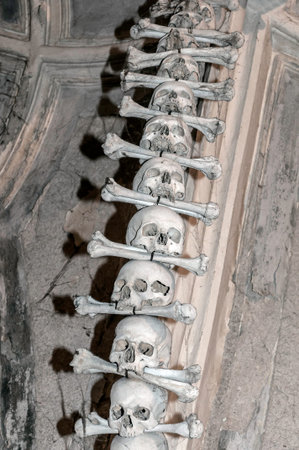 Human bones at the Kutna Hora ossuary, Czech Republic の写真素材