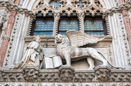 Lion of St Mark statue in Venice, Italy の写真素材