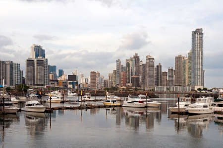 Panama City skyline and marinaの写真素材