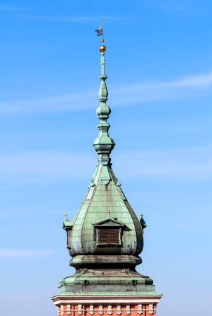 Royal Castle tower in Warsaw Old Town, Poland 