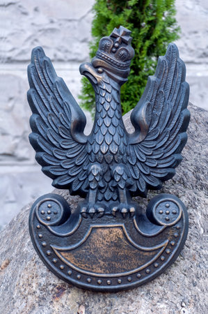 Crowned white eagle, national symbol of Poland の写真素材