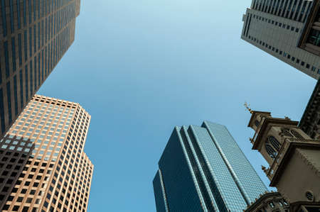 Glass office buildings in downtown Boston, Massachusettsの写真素材