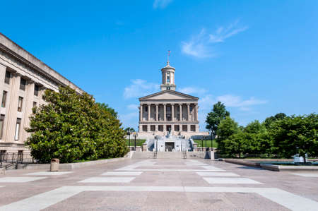 Tennessee State Capitol building as seen from the Legislative Plaza in downtown Nashville, Tennessee, United States of America.の写真素材