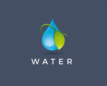 Water drop Logo design vector template. Natural Mineral Aqua icon. Waterdrop liquid Oil Logotype concept icon.のイラスト素材