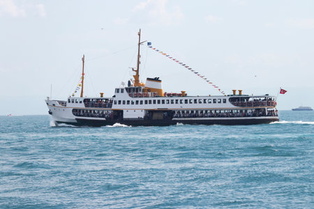 Passenger ferries operating in Bosphorus, Istanbul, Turkeyの写真素材