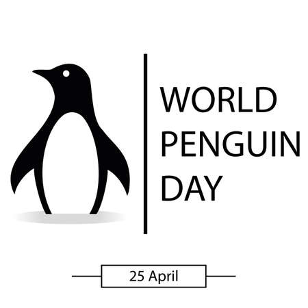 WORLD PENGUIN DAY. April 25. Template for background, banner, card, poster with text inscription. Vector EPS10 illustration.のイラスト素材