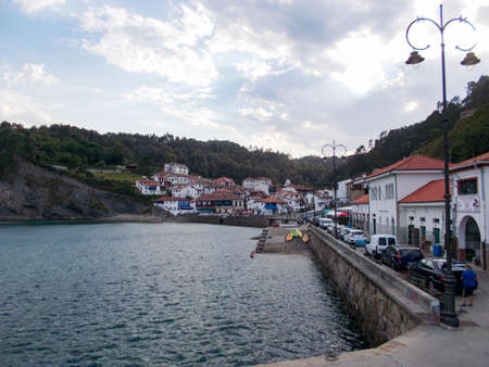 TAZONES, SPAIN - AUGUST 7. Tazones village port of Asturias in Spain. Europe. Horizontal photography.のeditorial素材