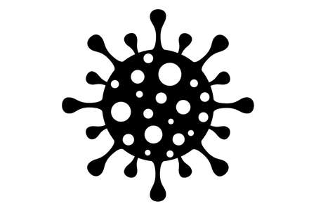 icon-design. Black on isolated white background. Respiratory disease infection (disease outbreak). Flu pandemic. virus cell. Illustration design. Vector.のイラスト素材