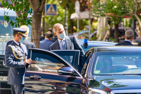 MADRID, SPAIN - SEPTEMBER 21, 2021. King Felipe VI of Spain in an act in Madrid., Spain. Europe. Horizontal photography.のeditorial素材