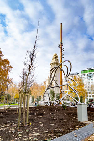 Renovated Plaza de EspaÃ±a in the city of Madrid after its reform, in Spain. Europe. Photography.のeditorial素材