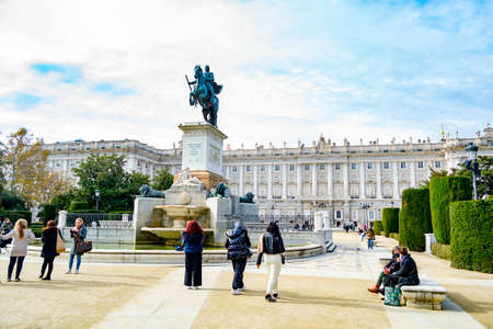 MADRID, SPAIN - NOVEMBER 26, 2021. View of the Royal Palace of Madrid in Spain. Europe. Photography.のeditorial素材
