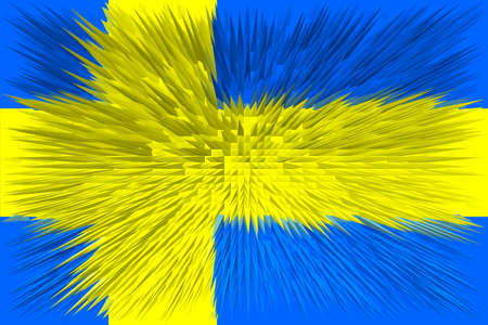 Swedish. Flag of Sweden. Landscape design. Illustration of the flag of Sweden. Landscape design. Abstract design. Illustration. Map.の写真素材