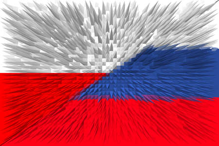 PolandRussia. Poland flag and Russia flag. Concept of aid, association of countries, political and economic relations. Landscape design. Abstract design. Illustration.の写真素材