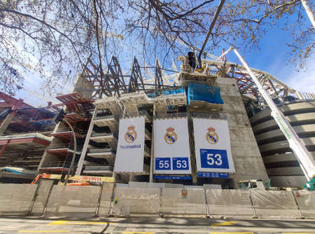 Santiago BernabÃ©u Stadium in its reform to have a new stadium, in Spain. Soccer field of Real Madrid CF Europe. Landscape photography.のeditorial素材