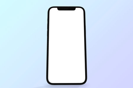 Telephone. Smartphone. Realistic mobile phone mockup with blank screen. Background with gradient...