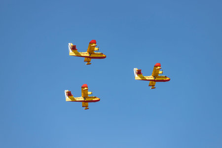 Sea plane. airplane. Military vehicle. Spanish Air Force on the day of the National Holiday of...