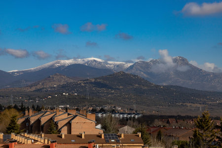 Mountain range. Snow. mountains. Sierra de Guadarrama with white snow on the top of the mountain,...