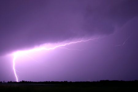 Ray. lightning. Electric storm. Strong electrical storm with a multitude of lightning and thunder....
