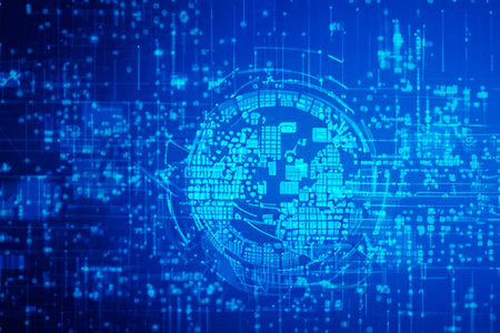 Digital transformation conceptual for next generation technology era. 3D illustration, concept image. Embossed mesh representing internet connections in cloud computing. Backgroundの素材