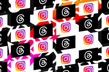 Threads. Goal. Logo Threads. Design Threads the new Social Network that will replace Twitter. Mark Zuckerberg and Meta. Instagram.のeditorial素材