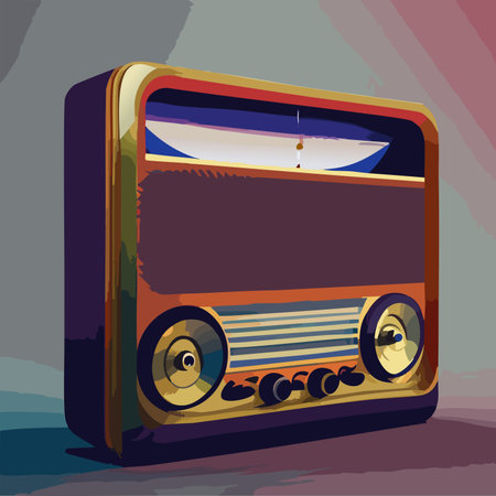 Radio. Realistic 3d old vintage retro radio receiver icon. World Radio Day. Illustration of cartoon style isolated banner with space for text. February 13th. 2024.の素材