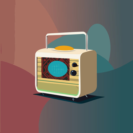 Radio. Realistic 3d old vintage retro radio receiver icon. World Radio Day. Illustration of cartoon style isolated banner with space for text. February 13th. 2024.の素材