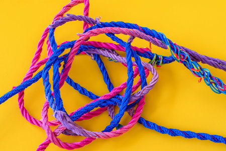 Team rope diverse strength connect partnership together teamwork unity communicate support. Strong...