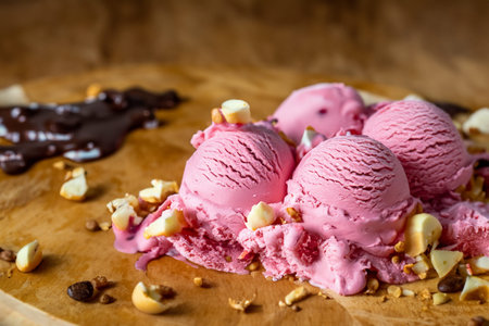 Ice cream. Ice scream. Delicious ice cream explosion. White background. Cut out. Strawberry,...