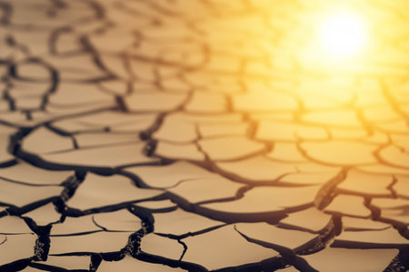 Drought. Desert landscape with cracked soil. Global ecology concept. Drought. Desert landscape with...