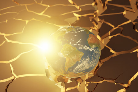 Drought. Desert landscape with cracked soil. Global ecology concept. Drought. Desert landscape with cracked soil. Global ecology concept. Dry cracked earth background.の写真素材