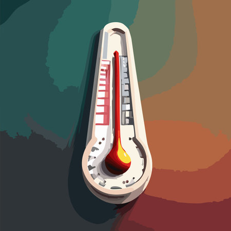 Thermometer. Background heat concept. A thermometer that goes off the charts in a scorching summer. Celsius and fahrenheit meteorology thermometers.のイラスト素材