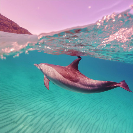 Dolphin. Dolphin under the water of the sea and the ocean. World Dolphin day. 23 July. A Baby...