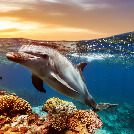 Dolphin. Dolphin under the water of the sea and the ocean. World Dolphin day. 23 July. A Baby...