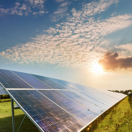 Solar panel. Installation of solar panels. Renewable energy. Green and clean energy. Solar panels on...