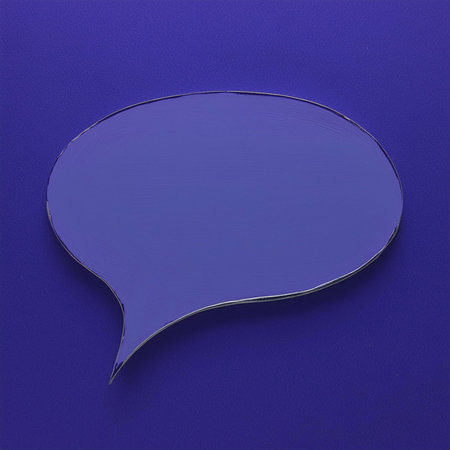 Illustration of a blank speech bubble on a dark blue background.