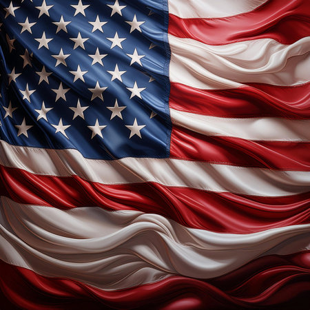 American flag waving in the wind. 3d rendering, illustration.